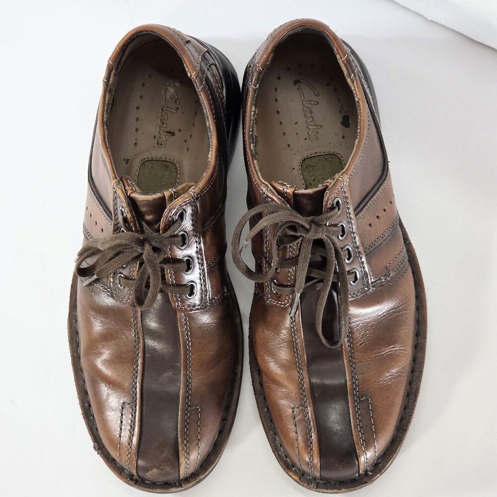 Clarks Men's Brown Leather Oxford Comfort Shoes Lace Up Casual Walking Size 8M